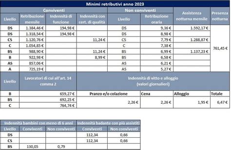 retribuzione oraria minima colf 2023